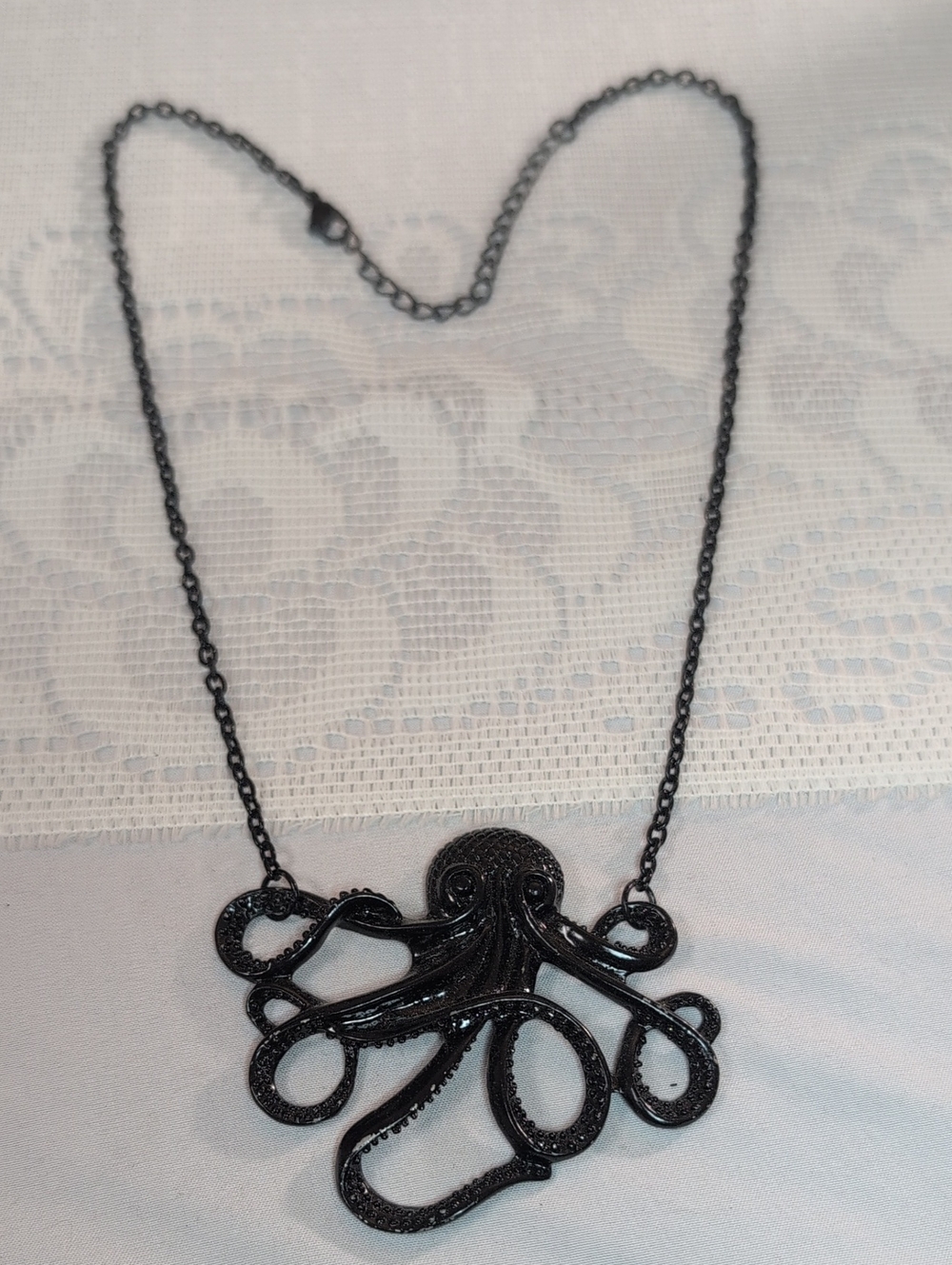 Gothic Black Octopus Statement Necklace Nautical Punk Tentacle Pendant